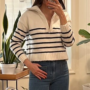 Bershka Half-Zip Stripe Sweater XS